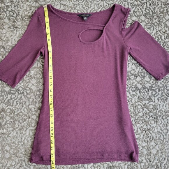 Goldray Garima Asymmetric Cold Shoulder Tops, Burgundy, Size M - Picture 9 of 12